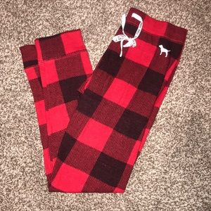 VS Pink Red Plaid Pajama Joggers